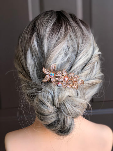 rose gold hair piece for mother for the bride