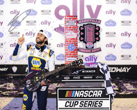 AUTOGRAPHED 2022 Chase Elliott #9 NAPA Racing NASHVILLE MUSIC CITY RACE WIN (Victory Lane Guitar Trophy) Signed 8X10 Inch Picture NASCAR Glossy Photo with COA