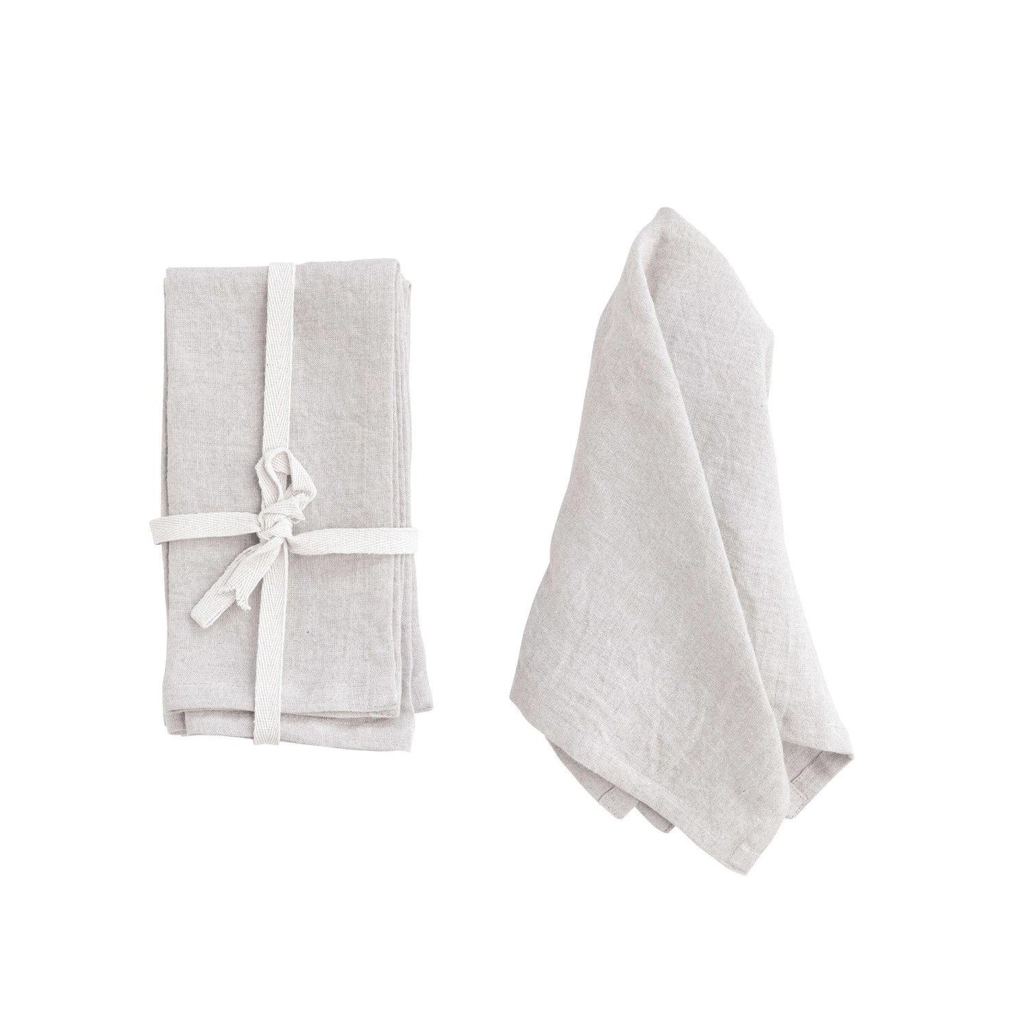 18" Square Stonewashed Linen Napkins, Set of 4 (Linen Color)