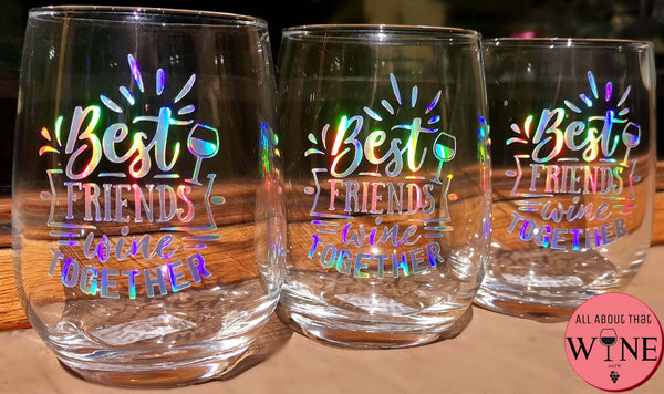 best friends wine together stemless glass