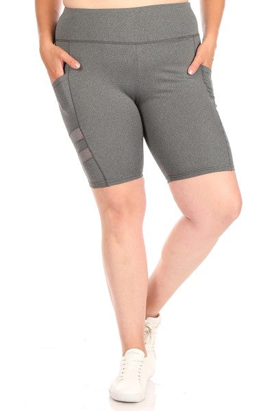 plus size biker shorts with pockets