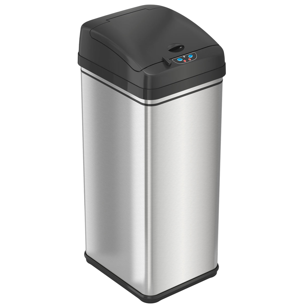 eModernDecor 13-Gallons Black Stainless Steel Touchless Kitchen Trash Can  with Lid Outdoor