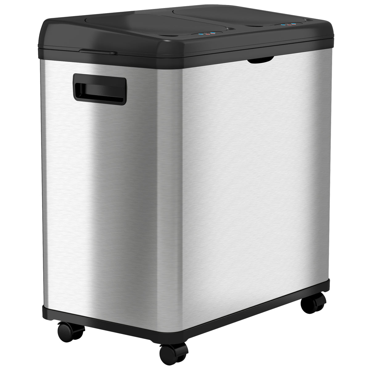 30 Liter/8 Gallon Trash Can, Rectangular Dual Compartment Kitchen Trash,  Stainle