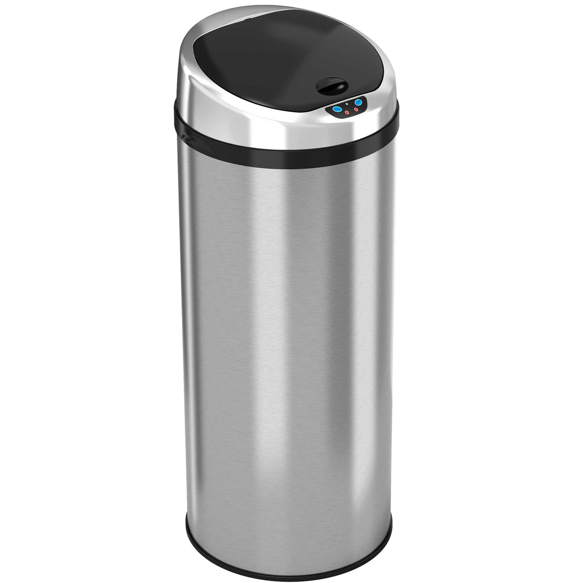 eModernDecor 13-Gallons Black Stainless Steel Touchless Kitchen Trash Can  with Lid Outdoor in the Trash Cans department at