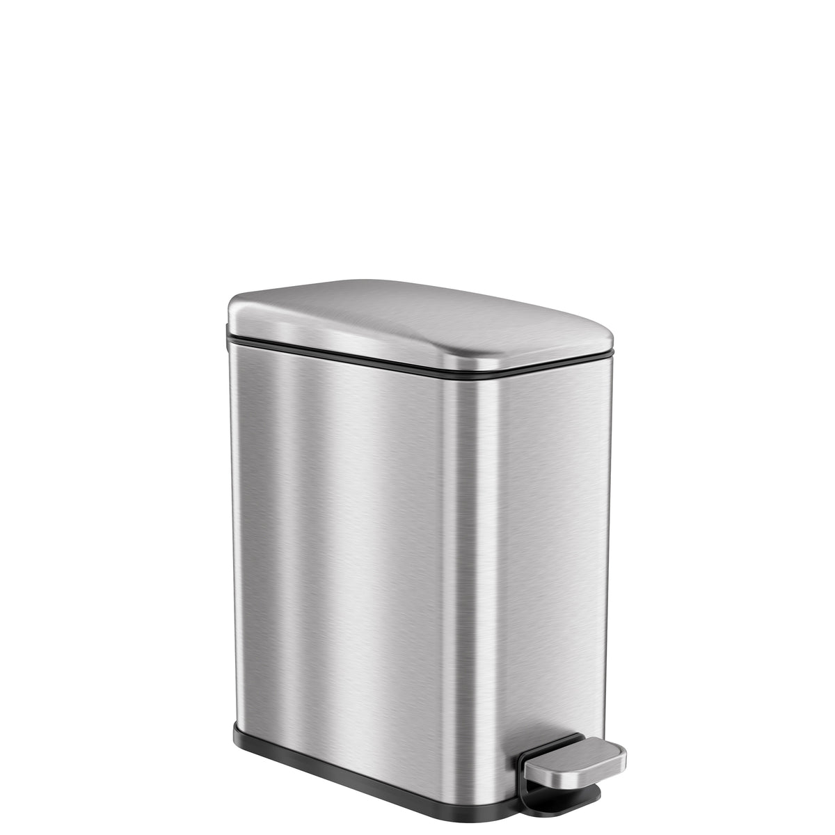 Elama 30-Liter/7.9-Gallon Soft Pedal Cylindrical Trash Can ,Silver