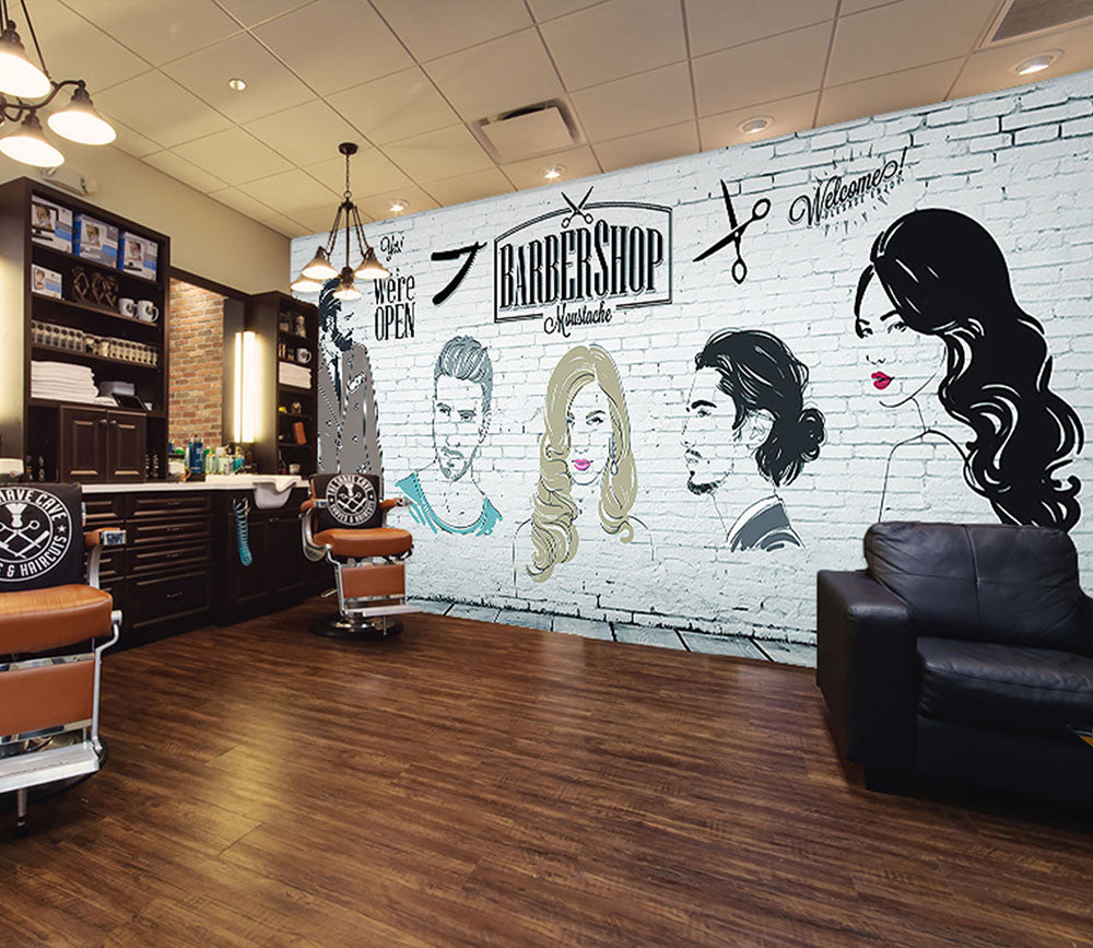 3D Haircut Girl 1446 Barber Shop Wall Murals | AJ Wallpaper