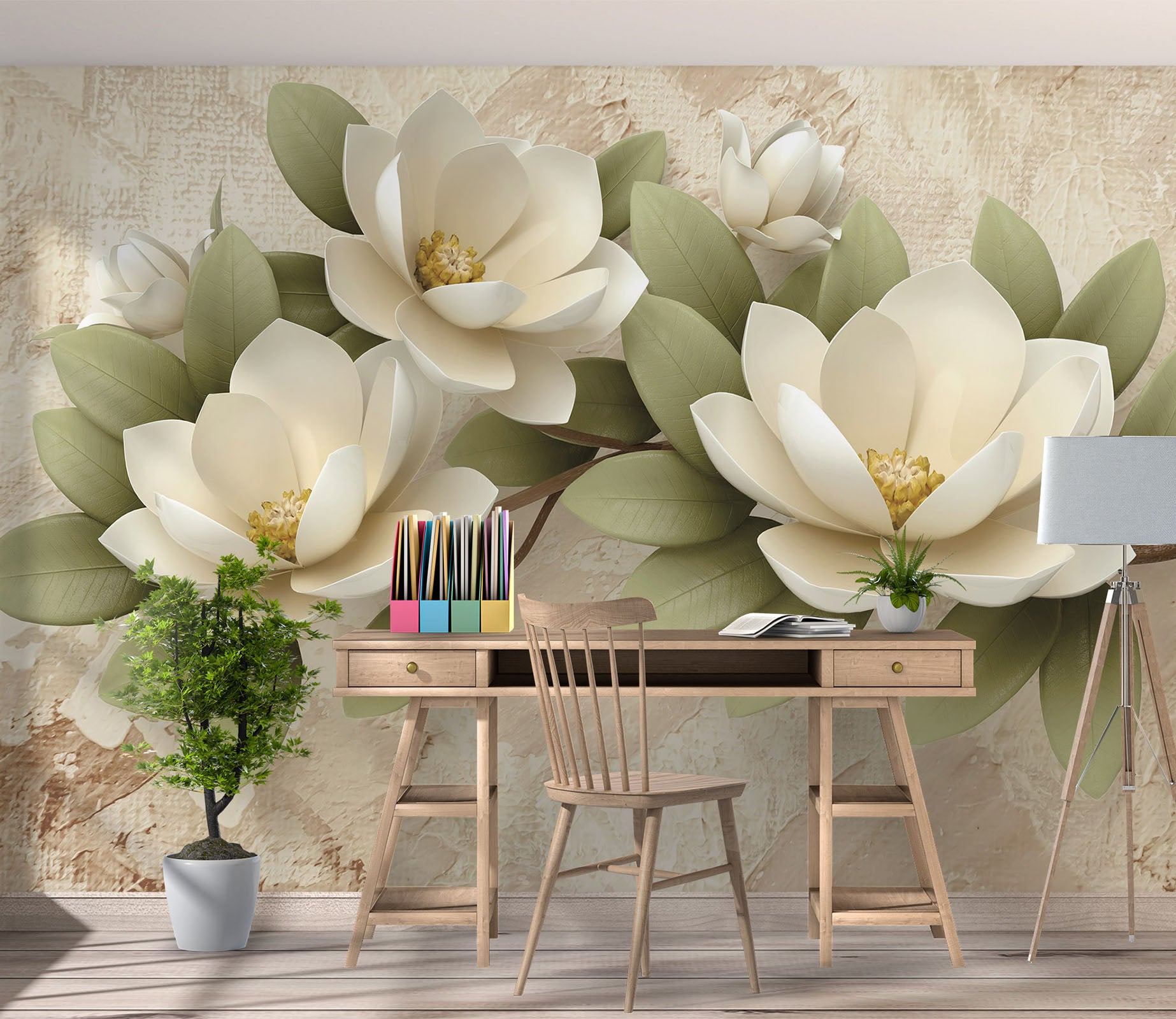 3D White Flower 1066 Wall Murals | AJ Wallpaper