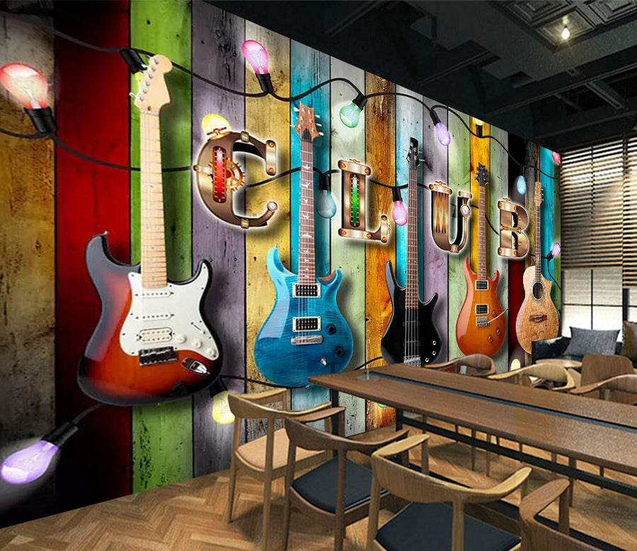3D Color Guitar WC369 Wall Murals AJ Wallpaper