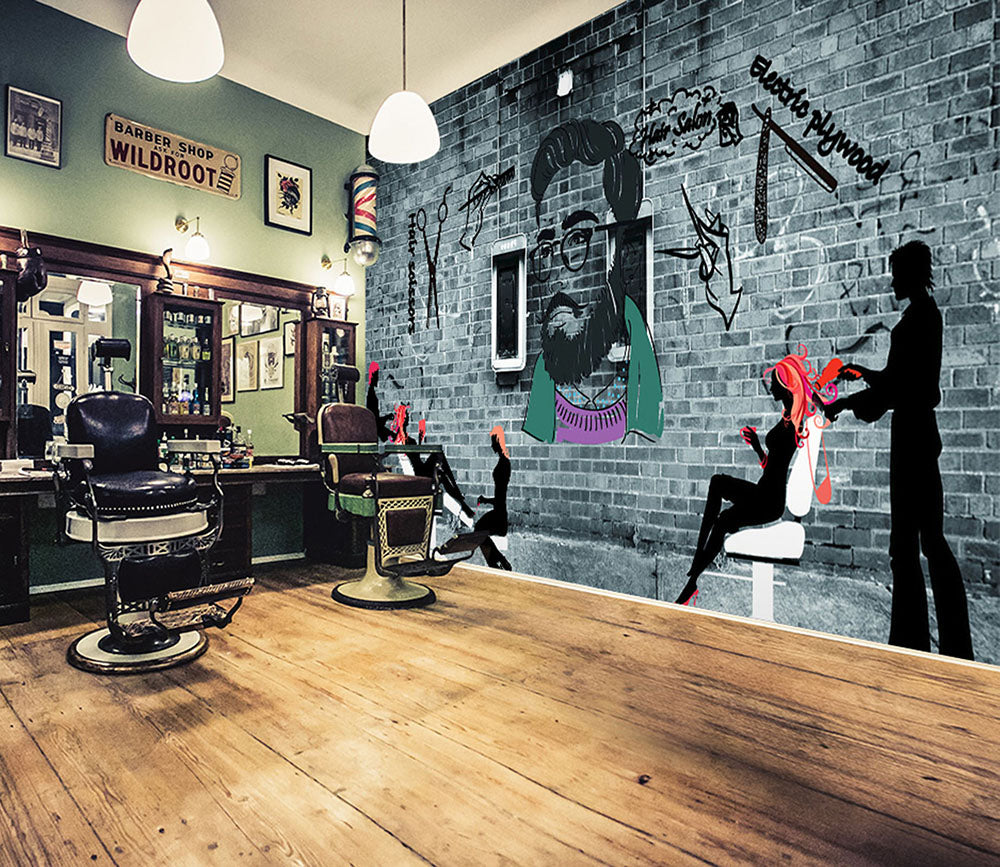 3D Hairdresser 1472 Barber Shop Wall Murals | AJ Wallpaper