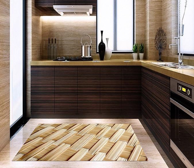3d Bamboo Weave 651 Kitchen Mat Floor Mural Aj Wallpaper