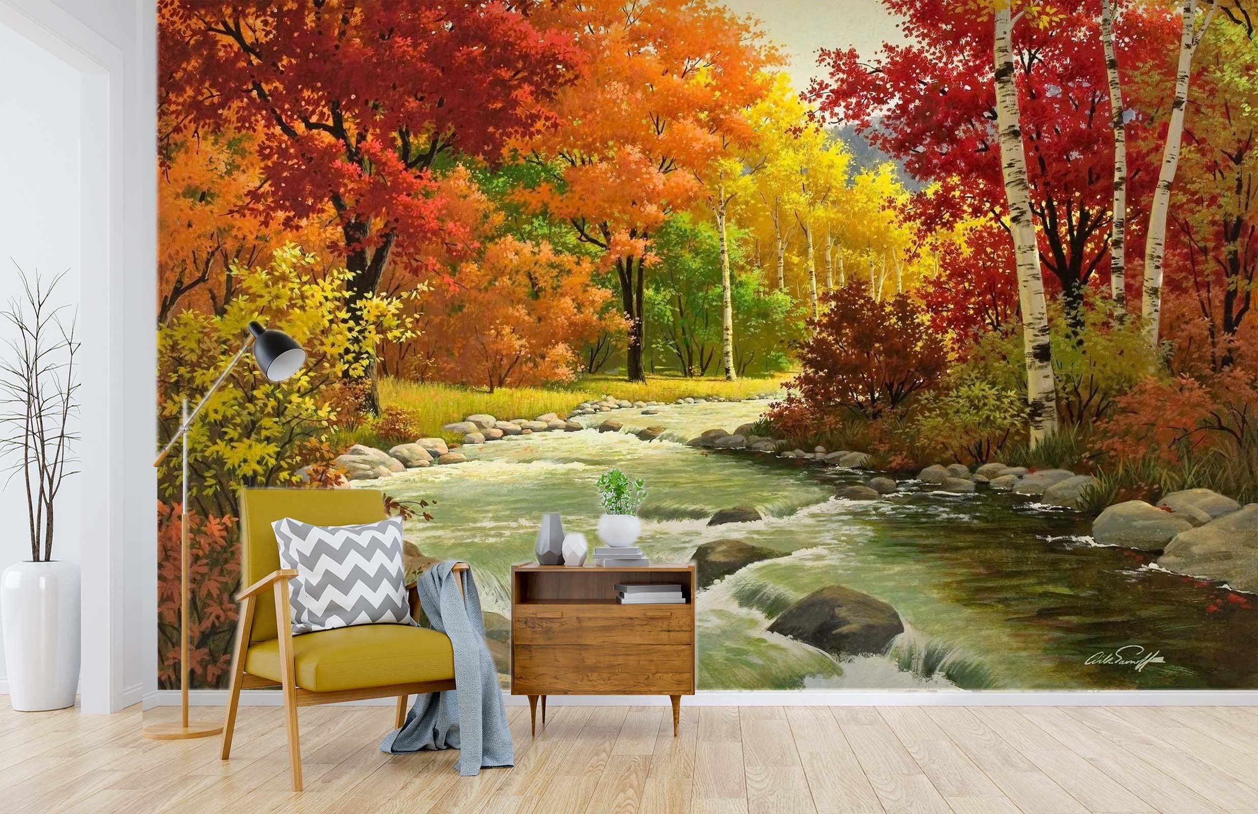 3D Autumn Landscape 024 Wall Murals | AJ Wallpaper