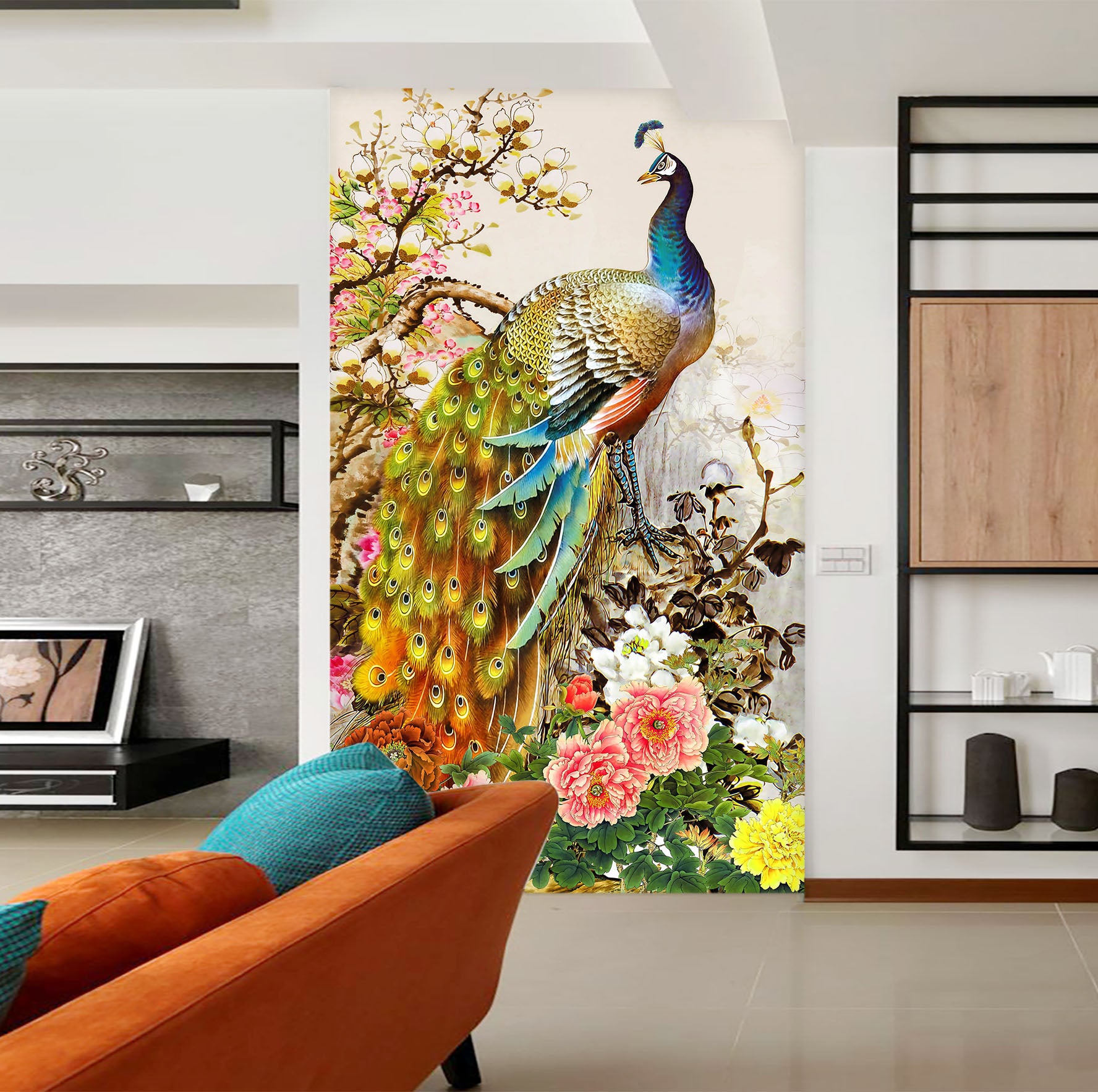 3D Flower Peacock 1875 Wall Murals | AJ Wallpaper