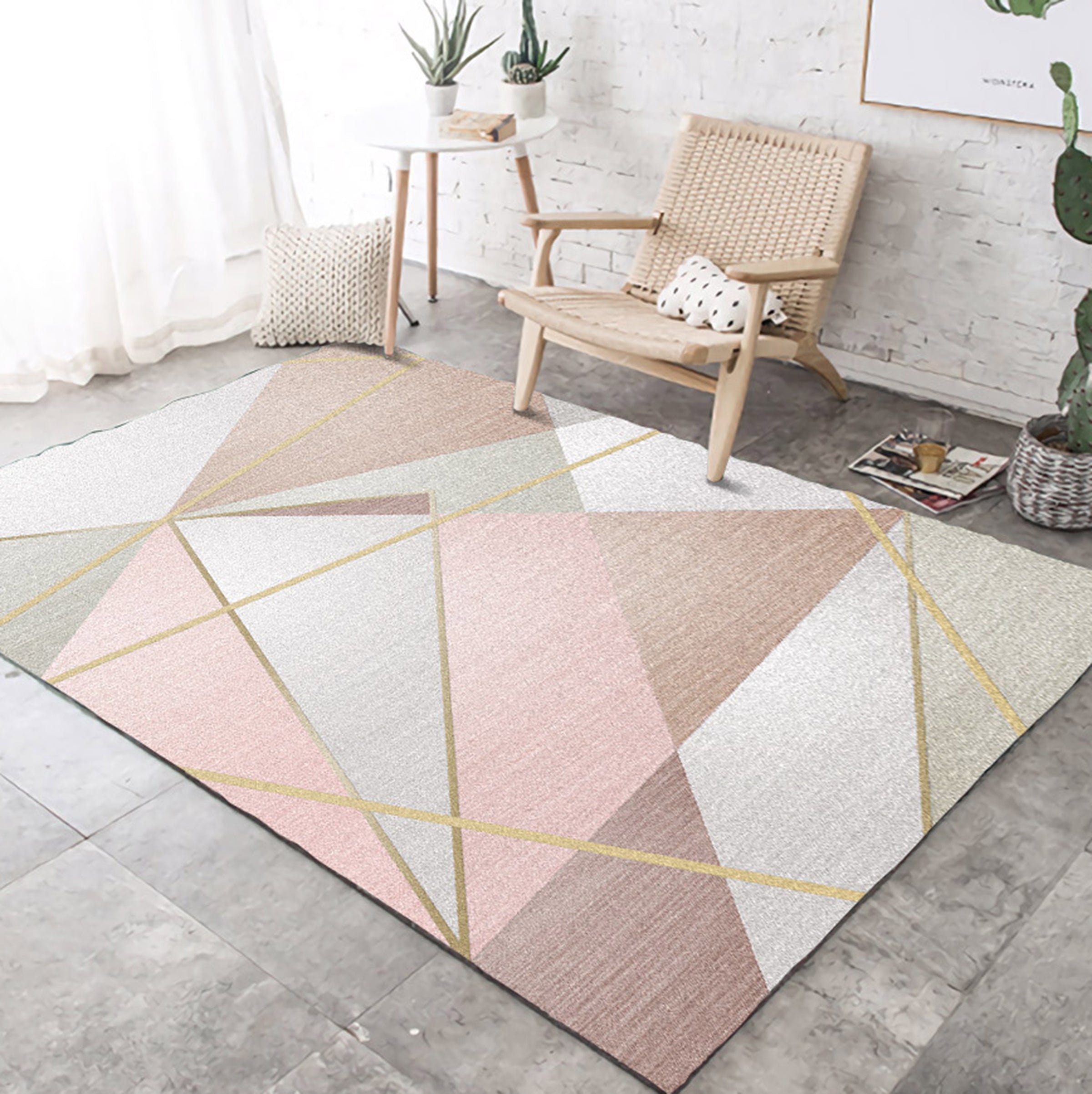 3D Colored Geometric Pattern WG317 Non Slip Rug Mat | AJ Wallpaper