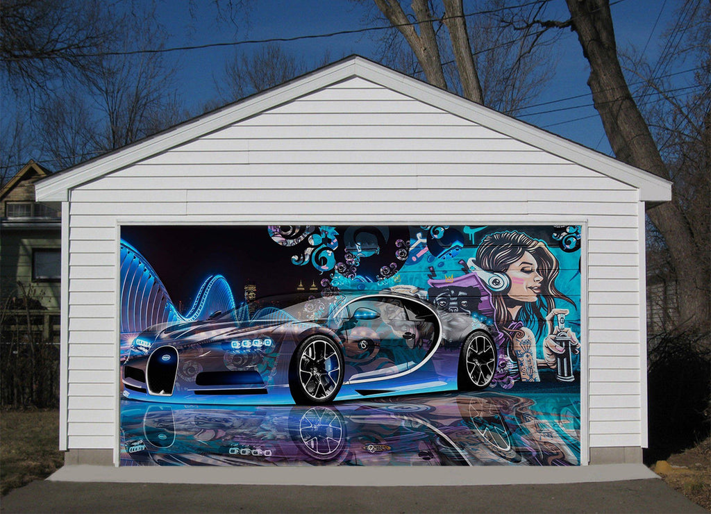 3D Cool Car Graffiti Girl 75 Garage Door Mural | AJ Wallpaper