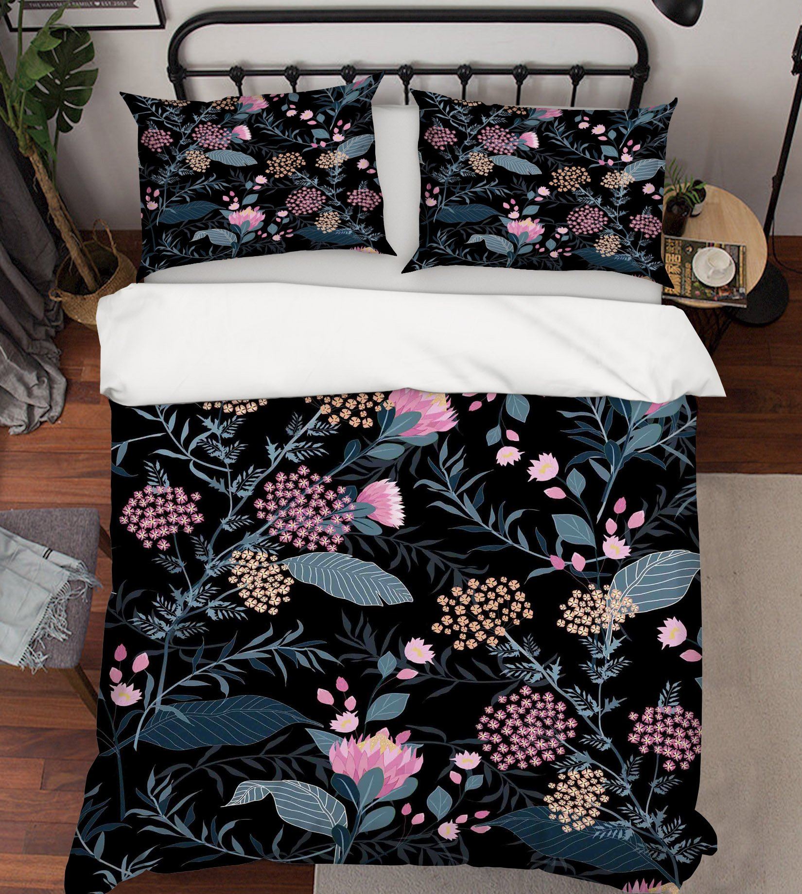 3d Black Flowers 070 Bed Pillowcases Quilt Aj Wallpaper