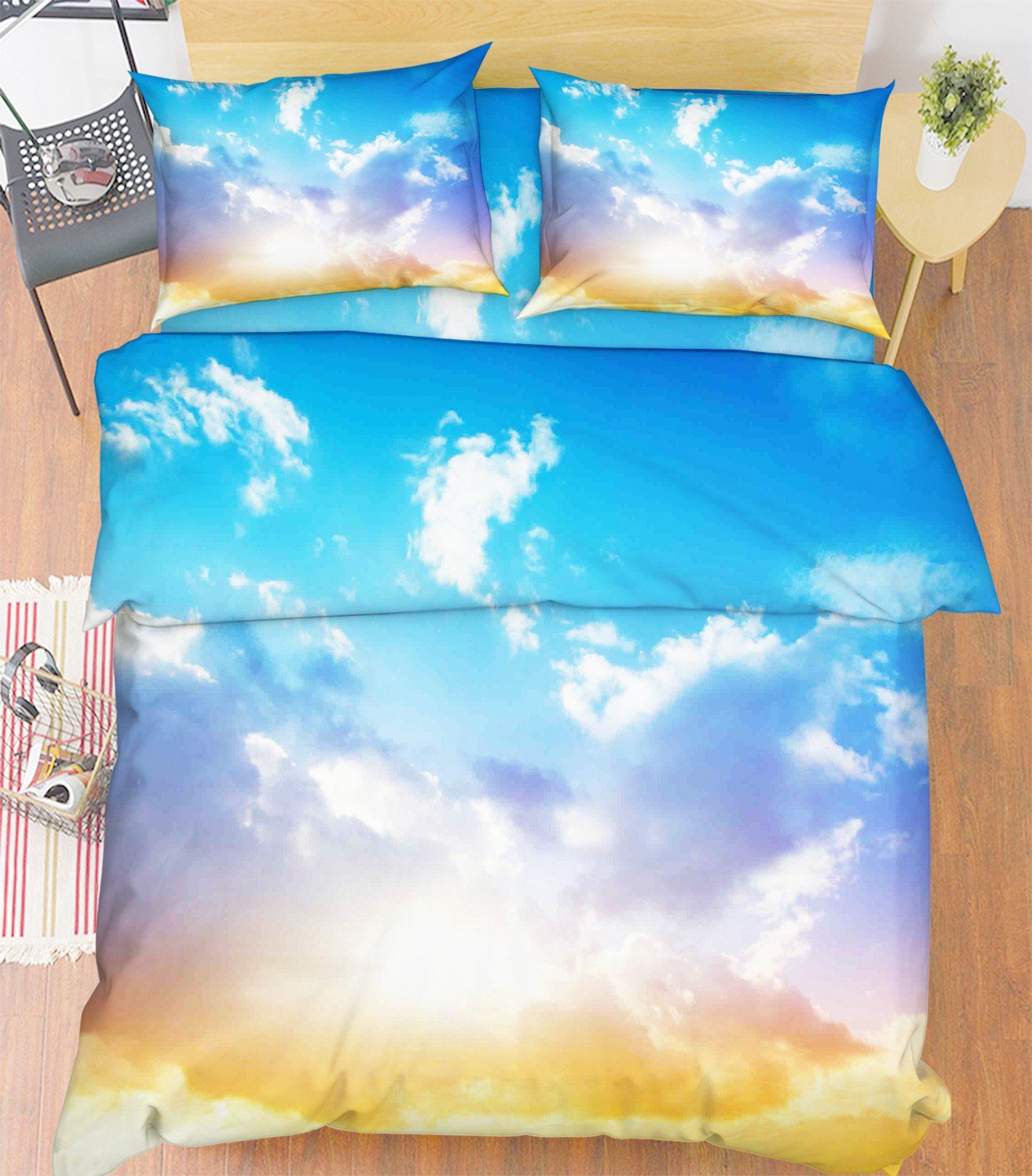 3d Bright Blue Sky 3 Bed Pillowcases Quilt Aj Wallpaper