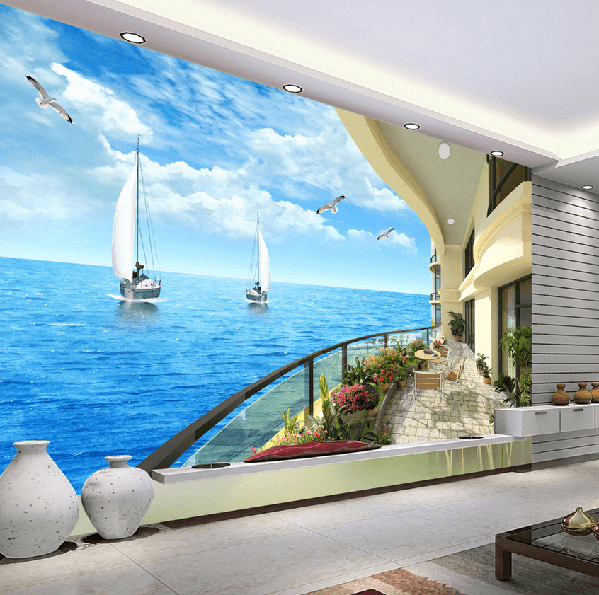 Modern Balcony Ocean | AJ Wallpaper