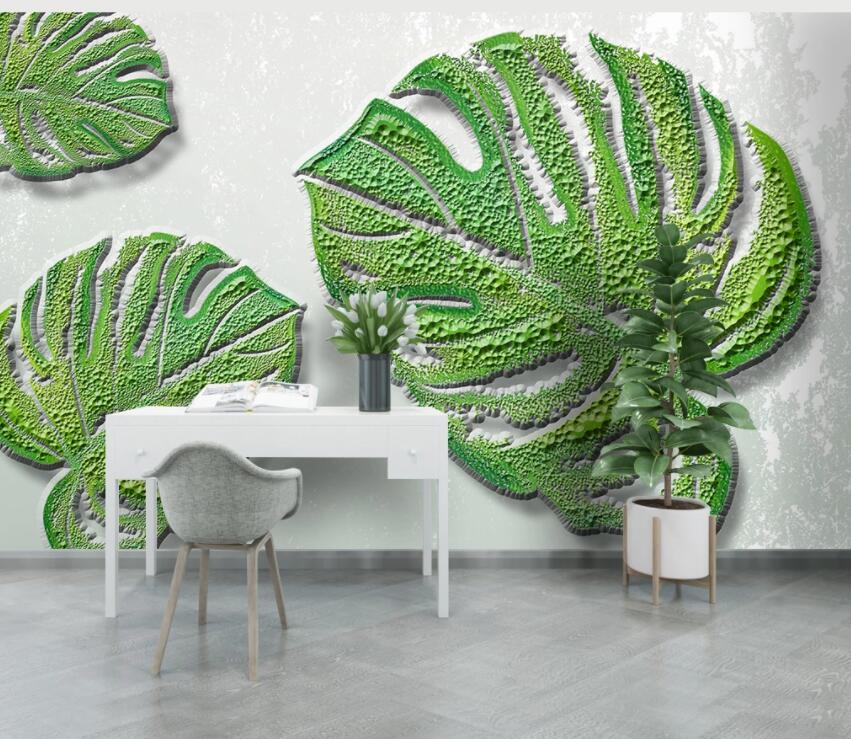 3D Green Leaf 2048 Wall Murals | AJ Wallpaper