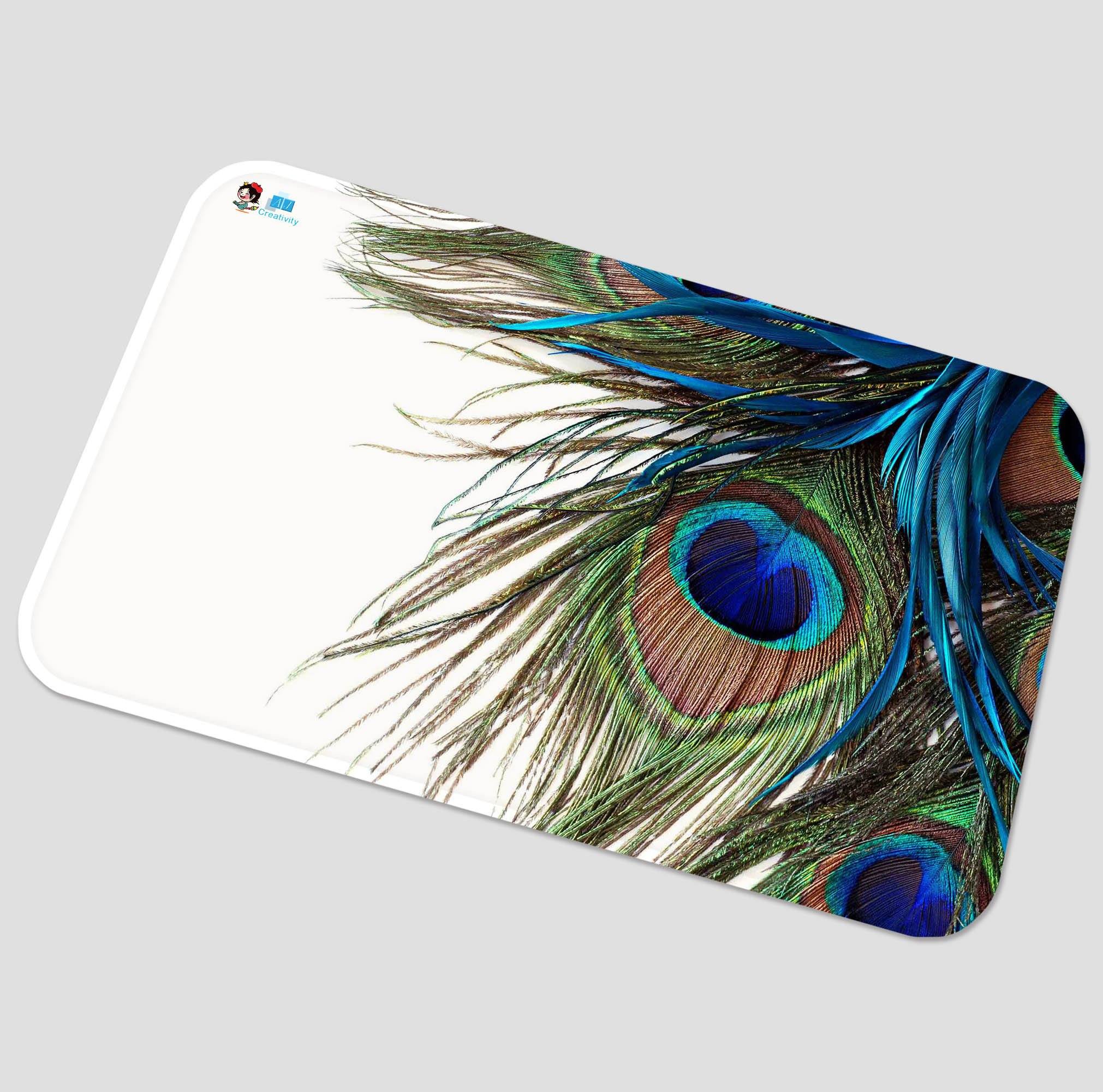 3D Peacock Feathers 32 Non Slip Rug Mat | AJ Wallpaper