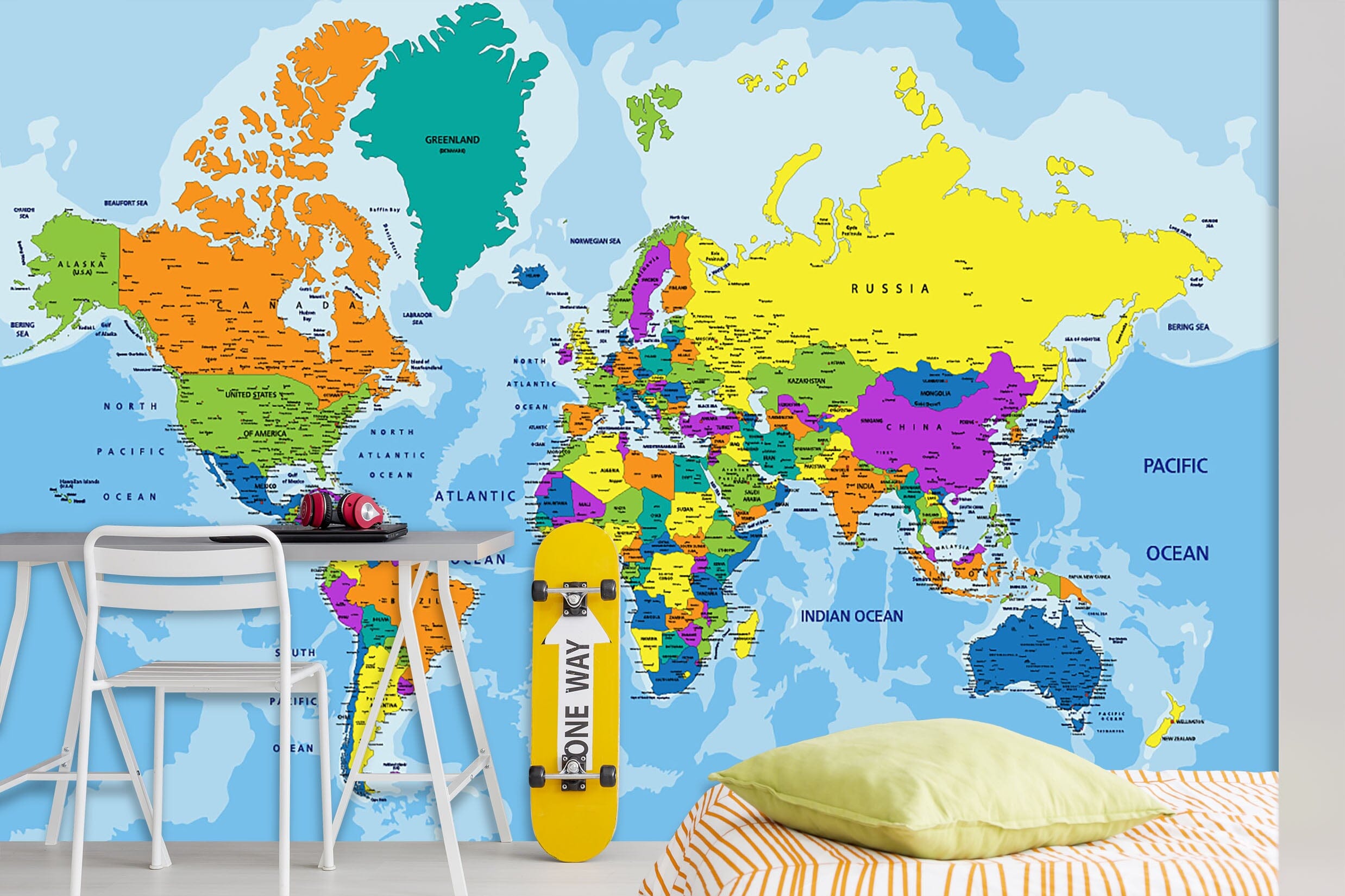 3D Color World Map 126 Wall Murals AJ Wallpaper   Shutterstock 455850247 0149ba5b F845 4e77 B4c8 C03550c8cb7b 