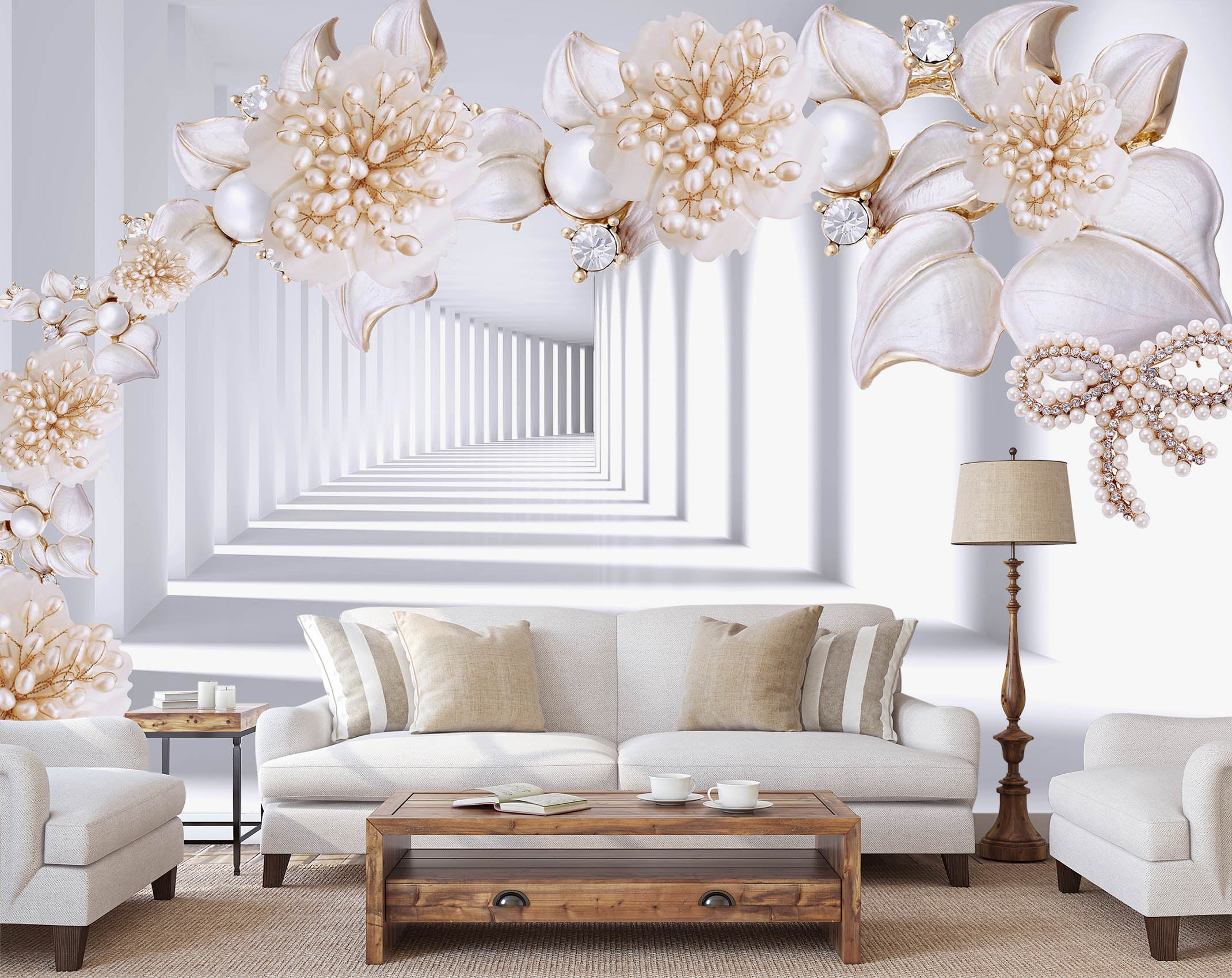 3d Pearl Flower 1401 Wall Murals Aj Wallpaper 