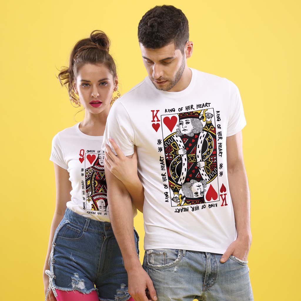 King And Queen Of Hearts Couple Shirts Agbu Hye Geen