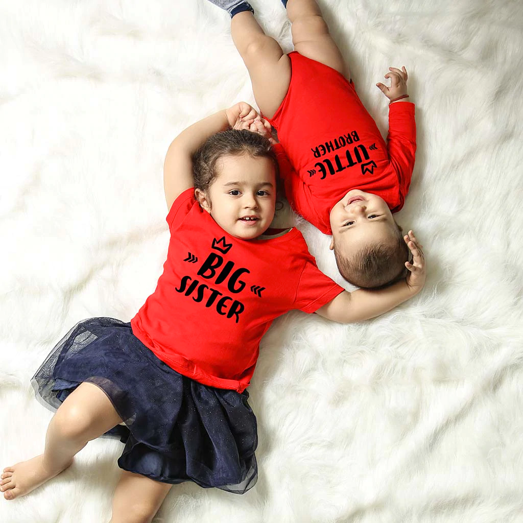 Big Sister, Little Brother, Matching Tee And Bodysuit For Sister And B