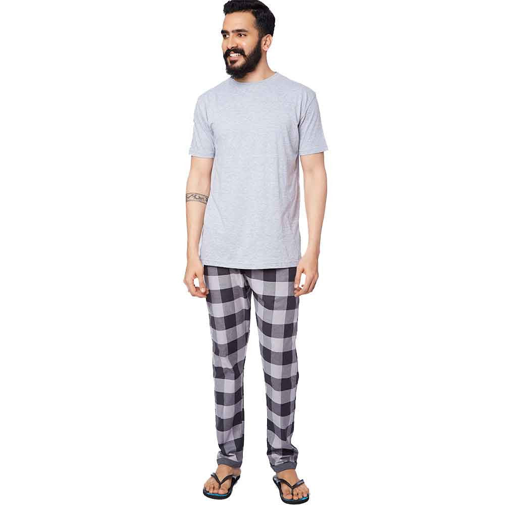 Checkered print knit detailed Pyjamas Only