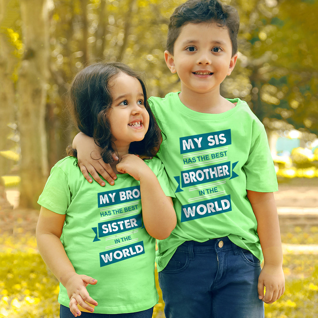 Matching Tshirts for Sister and Brother - Best in the World - Green
