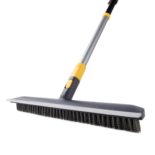 ikasus Floor Scrub Brush with Long Handle, 2 in 1 Scrape and Brush  Adjustable V-Shaped Cleaning Brush Head, 120° Rotating Removable Brush,  Rotating