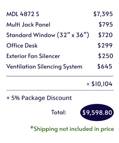 Itemized pricing for WhisperRoom's Audiology Basic Package
