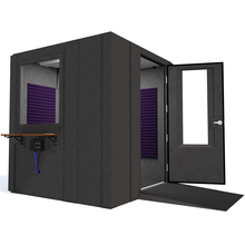 Load image into Gallery viewer, Audiology Deluxe Package shown angled from the front with right hinge door open and purple foam.
