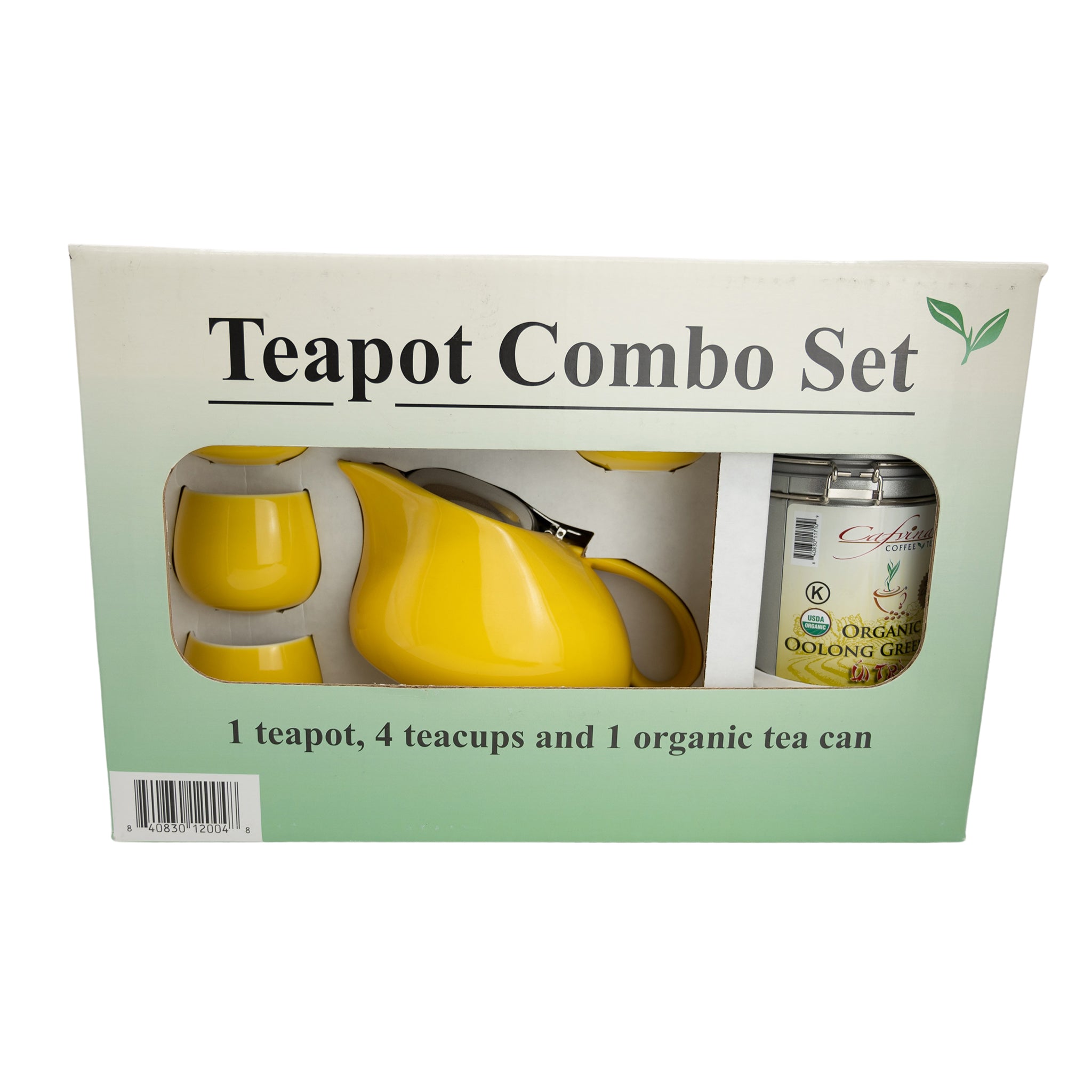Tea Pot Set (Yellow) with Organic Japanese Matcha Genmaicha Tea Bundle