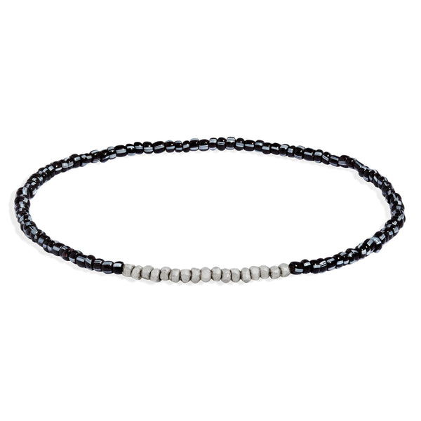 Women's Black and White Beaded Bracelet with White Gold - Allison Bryan ...