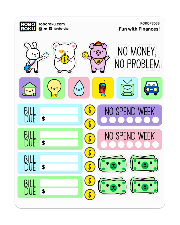 Spend Less Week Budget - Kawaii Planner Stickers – Robo Roku