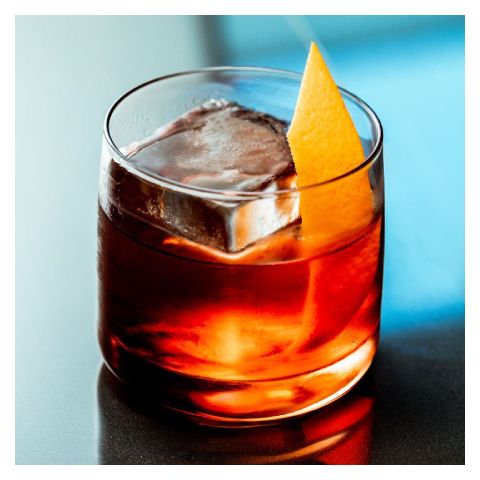 Boulevardier made with a Clear Ice Cube