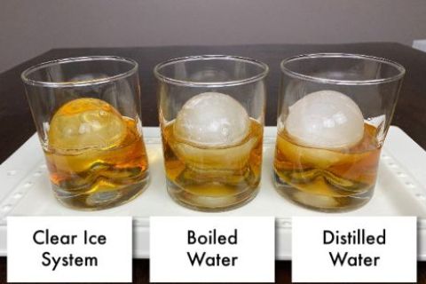 Clear Ice Maker compared to Boiled Water Ice and Distilled Water Ice