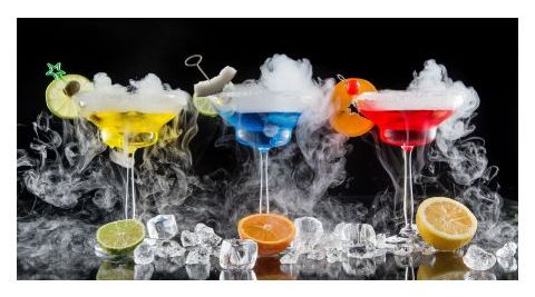 Cocktails made with dry ice