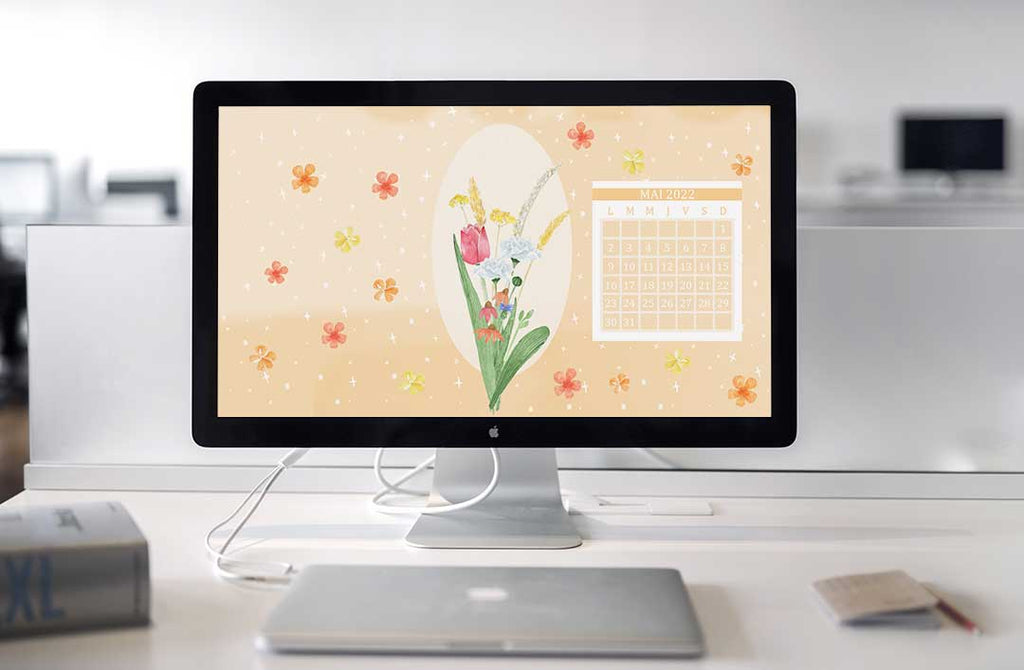 Fond d'écran avec fleurs sur ordinateur MAC