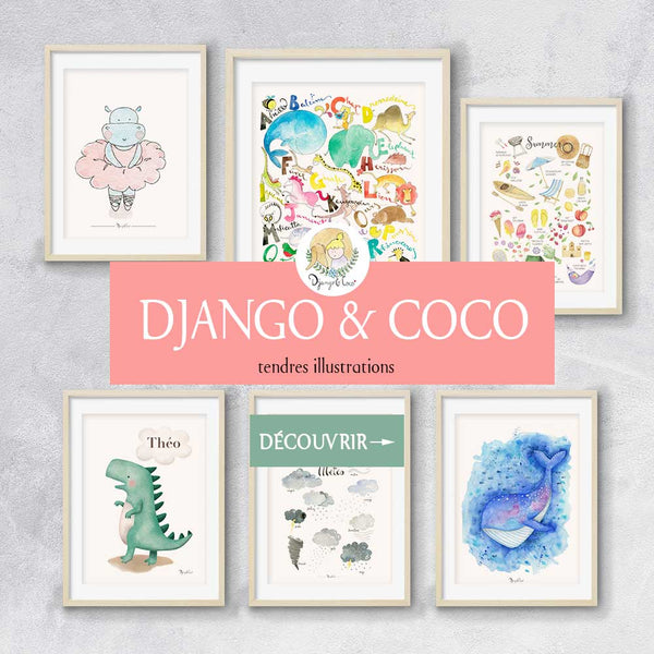 django and coco tendres affiches pour enfants