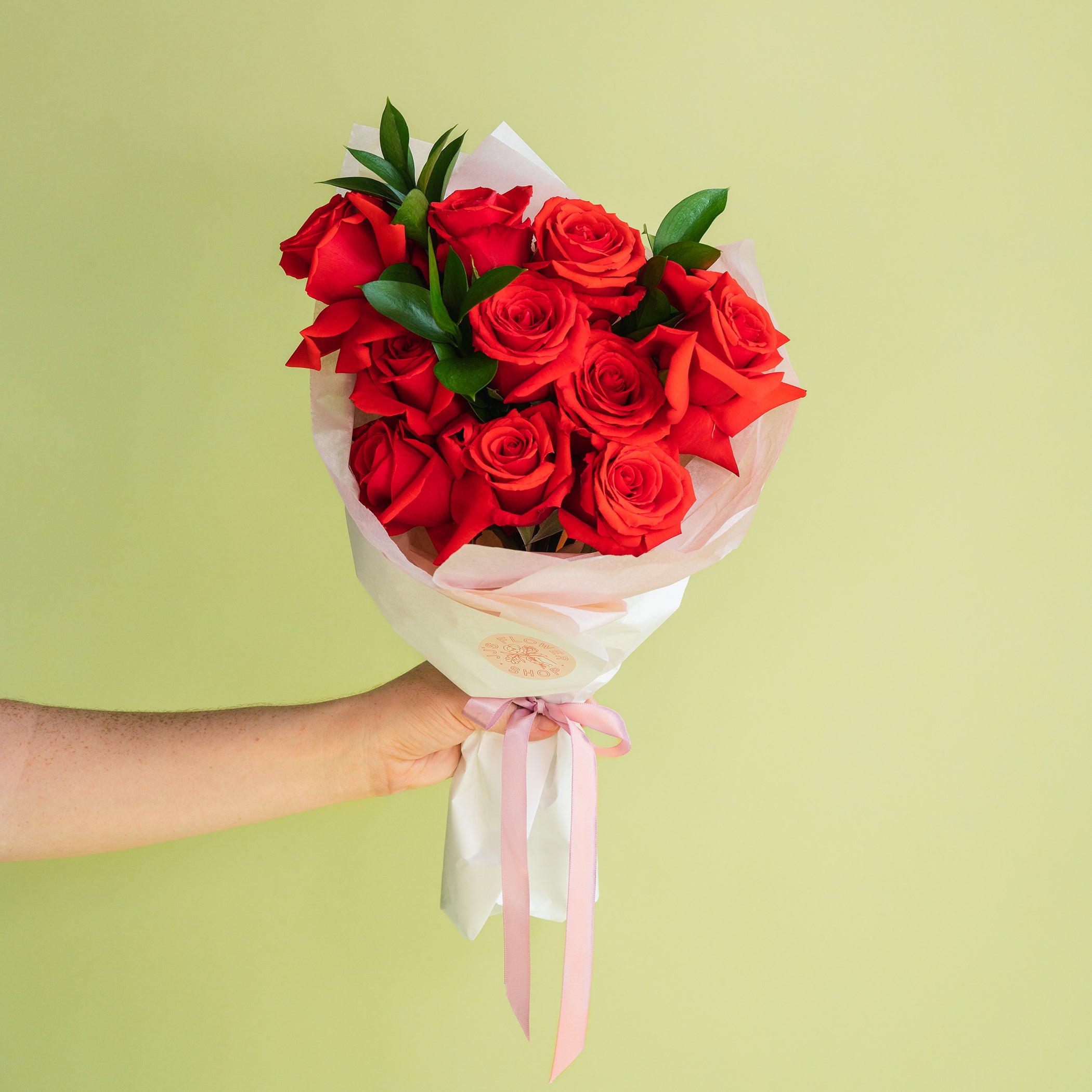 Red Rose Wrap Bouquet - Fresh Flowers