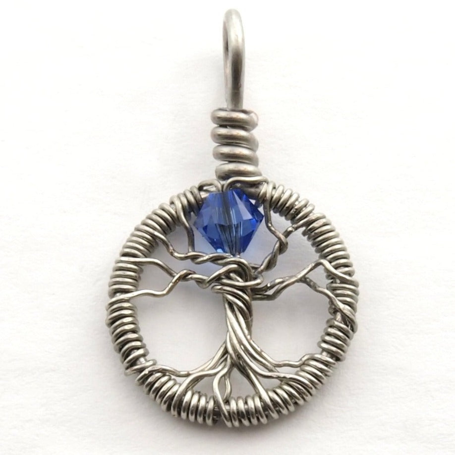 Delicate Sapphire Crystal Tree of Life Pendant ~ September Birthstone