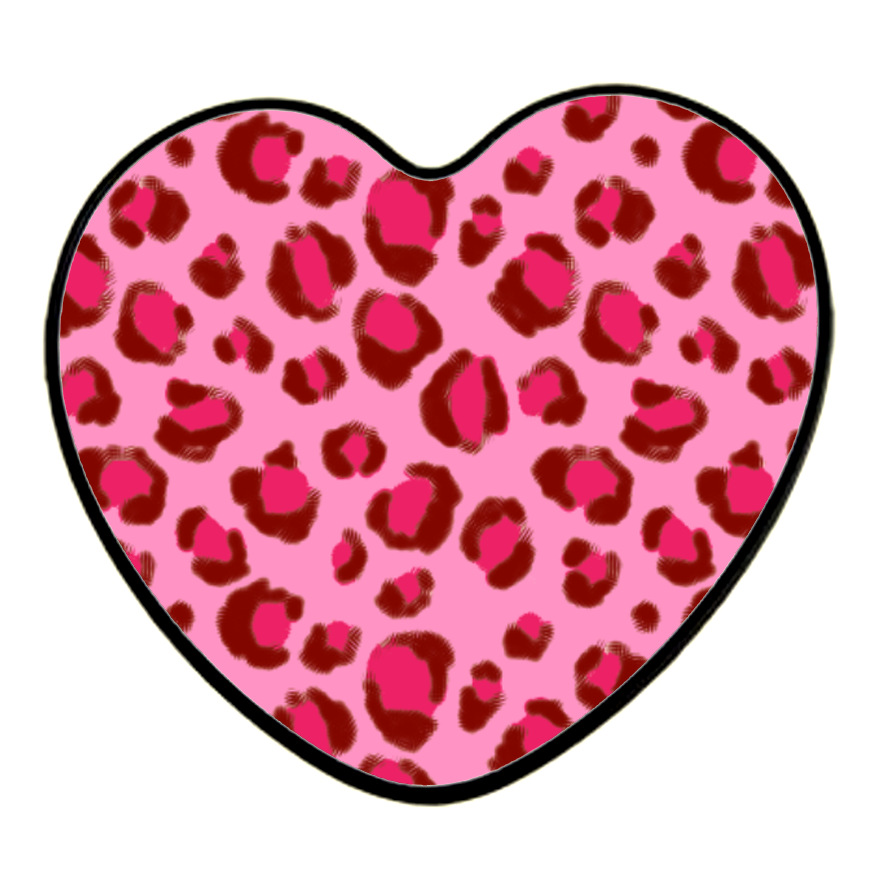 Pink Leopard Print Heart Shaped Phone Grip Strawberry Pie