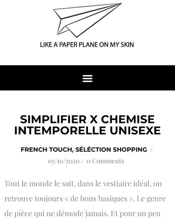 PRESSE SIMPLIFIER DANS LIKE A PAPER ON MY SKIN