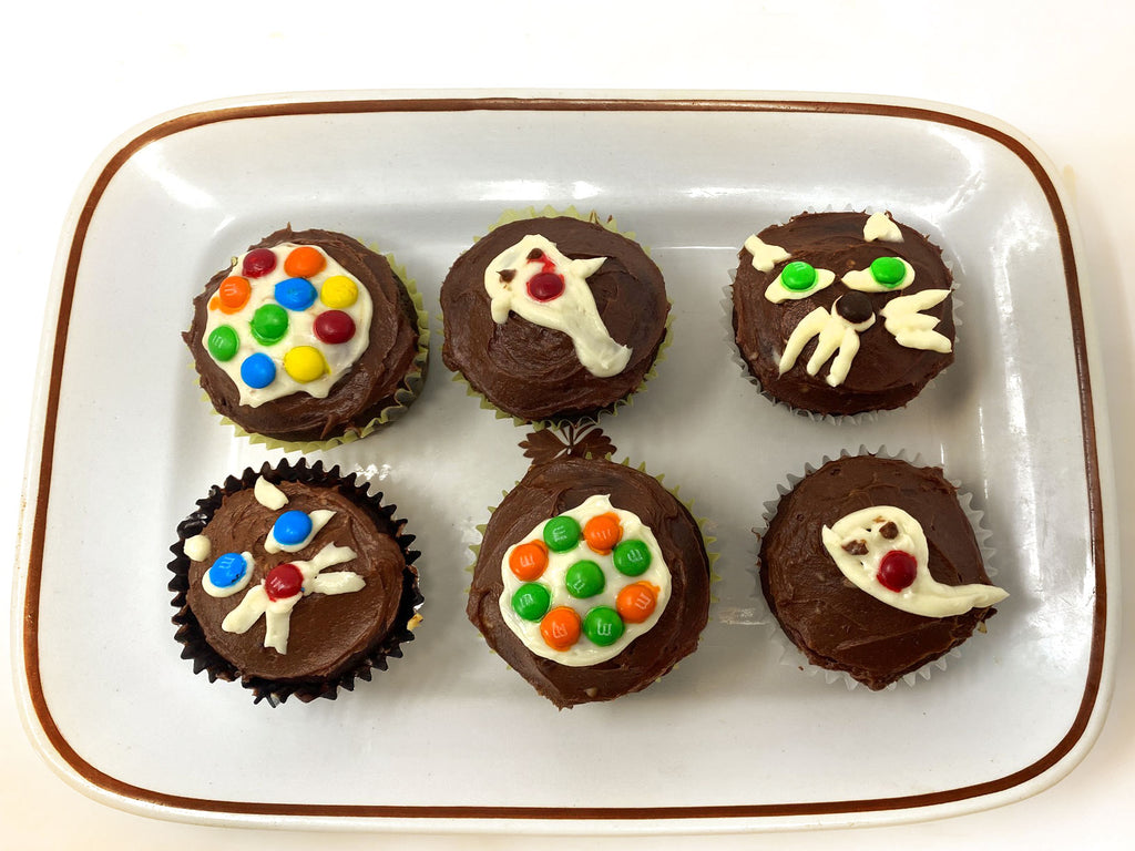 Black Bottom Cupcakes decorated for Halloween