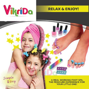 Foot Spa Sets for Girls Ages 3-12 with Nail Kit for Kids - DIY Manicure and Pedicure Set with Foot Care Kit Perfect for Sleepovers and Slumber Party. Helps Develop Self-Care and Creativity