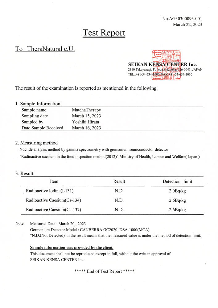 MatchaTherapy Radiation Test