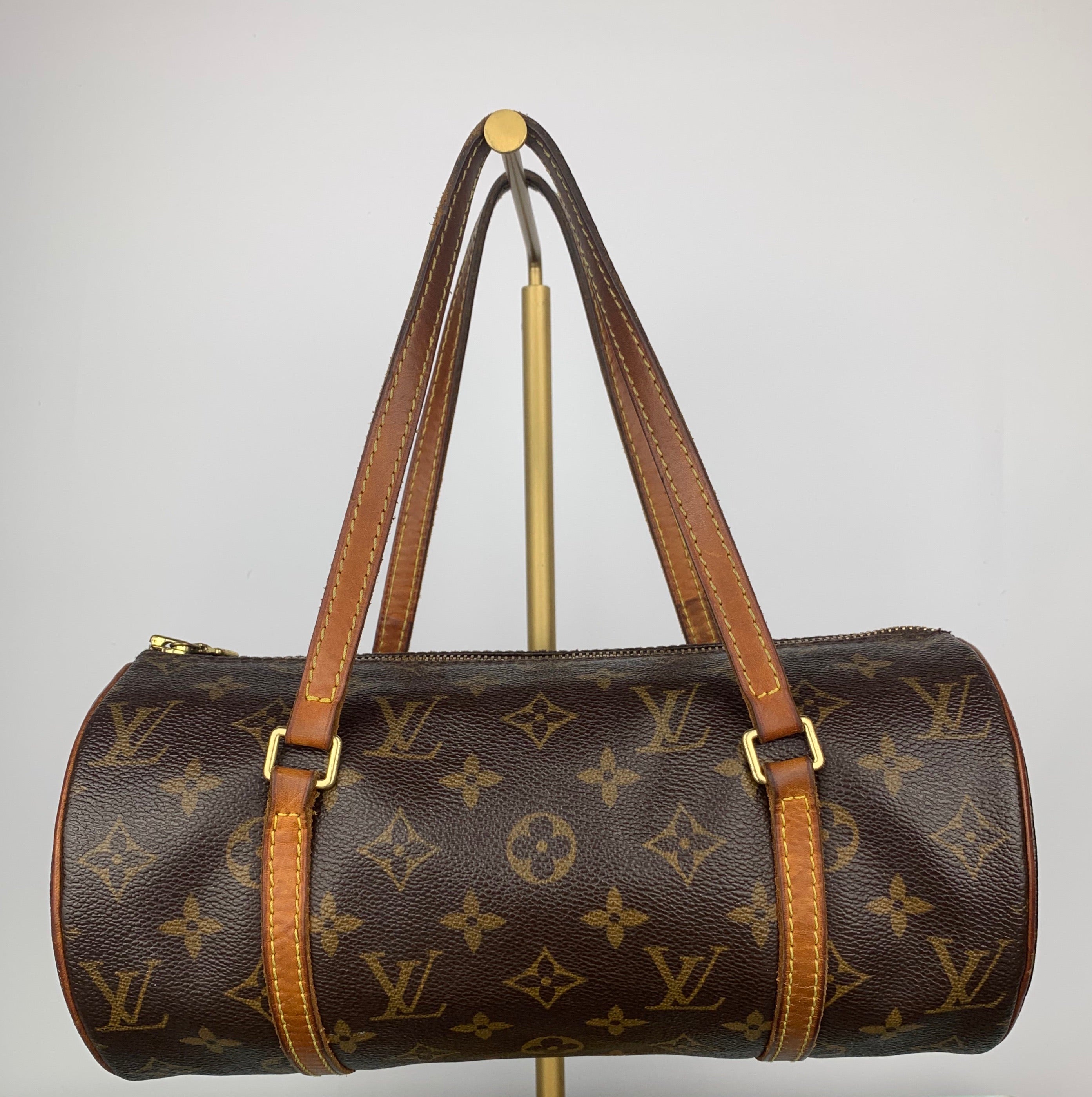 LOUIS VUITTON Monogram Leather Papillon Cylinder Hand Bag Shoulder Bag Used   eBay