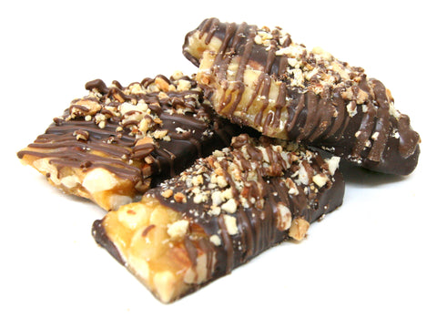 Dark Chocolate Dipped Macadamia Nut Brittle  countrymercantile