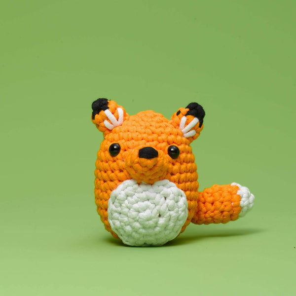 A crocheted fox.